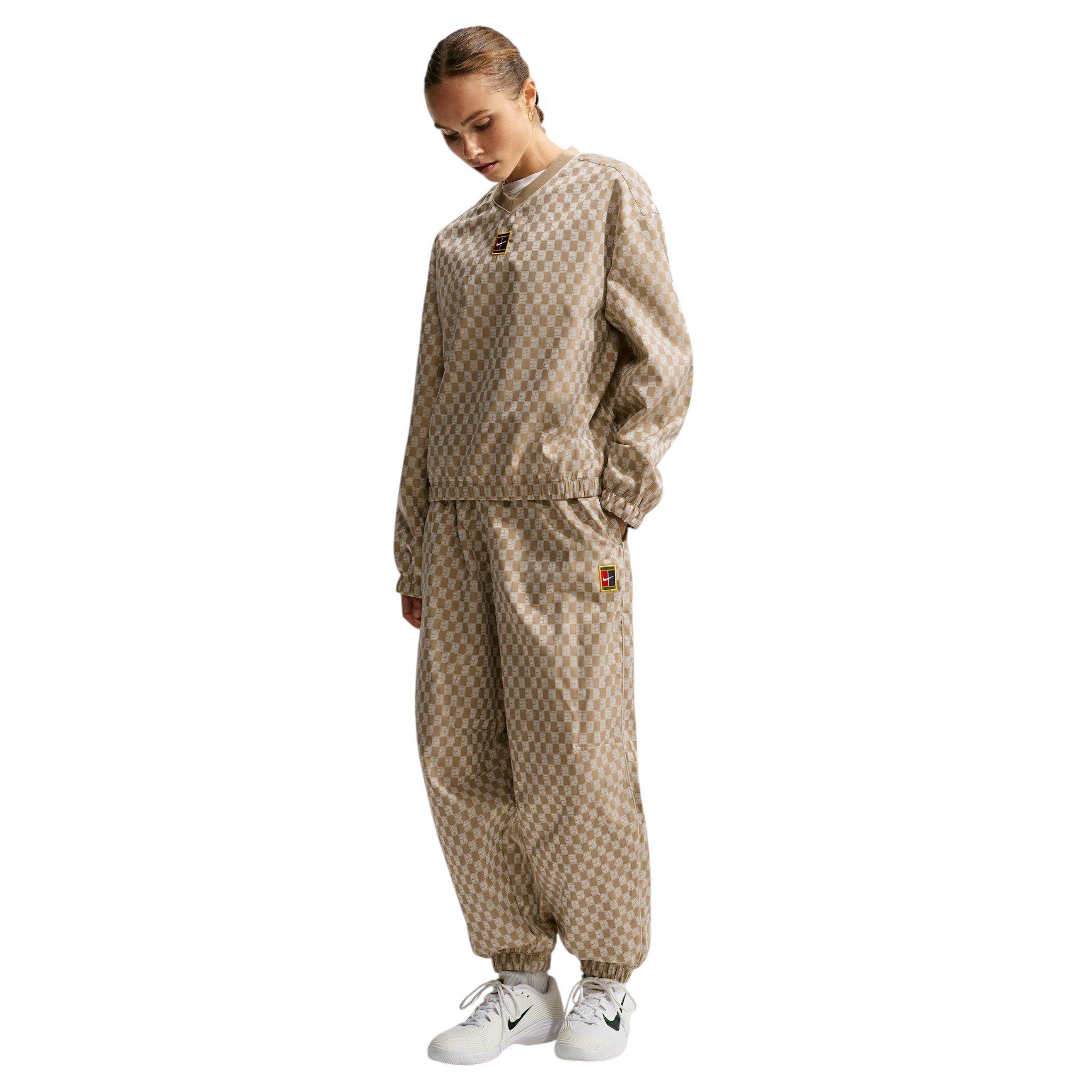Nike Women's Court Collection Mid-Rise Loose Jacquard Tennis Pants - Beige - BEIGE
